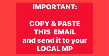 MESSAGE FROM THE NPHTA PLEASE COPY PASTE EMAIL BELOW AND SEND TO YOUR LOCAL MP